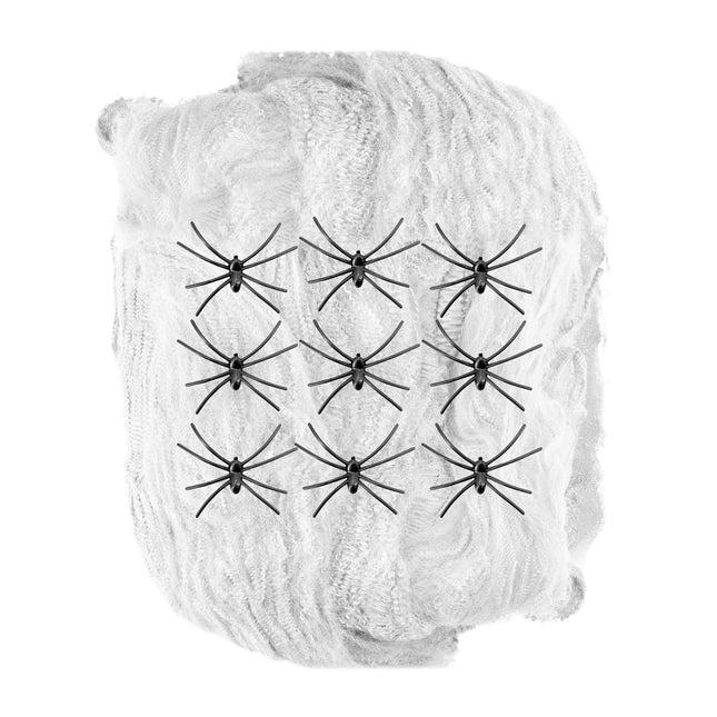 Halloween Spinnennetz mit Spinnen 10 Stück