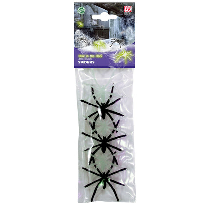 Halloween Fake Spider Glow In The Dark 6pcs