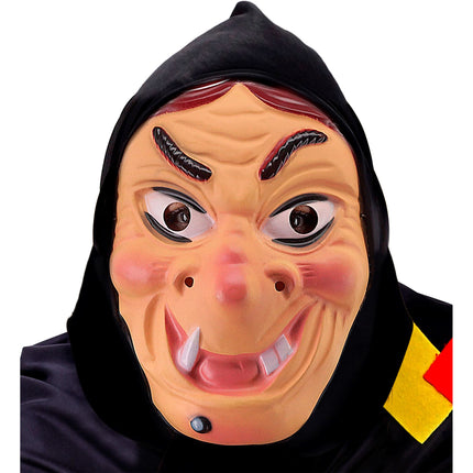 Halloween Maske Schwarze Hexe mit Kopftuch