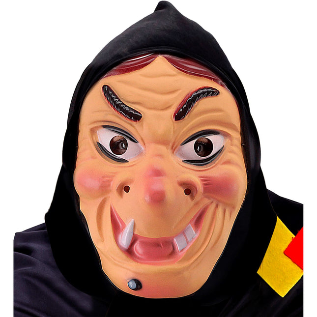 Halloween Maske Schwarze Hexe mit Kopftuch