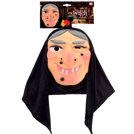 Halloween Maske Hexe mit Kopftuch