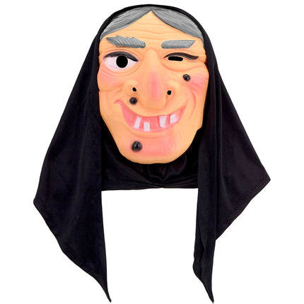 Halloween Maske Hexe mit Kopftuch