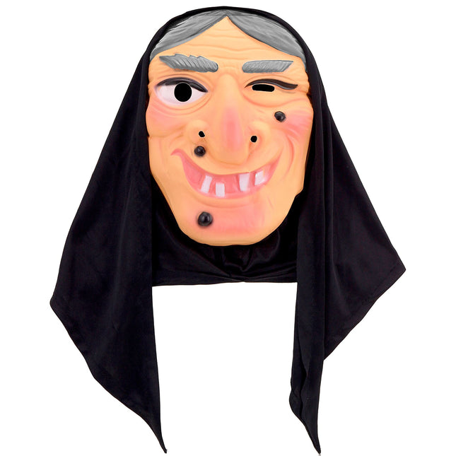 Halloween Maske Hexe mit Kopftuch