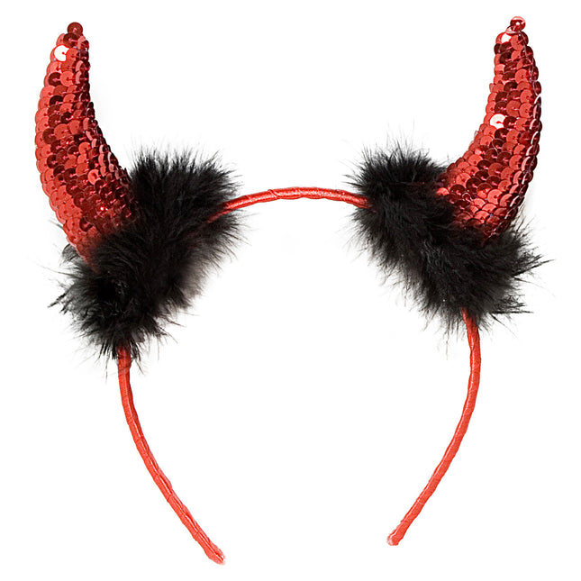 Halloween Haarband Schwarz Rot Teufelshörner