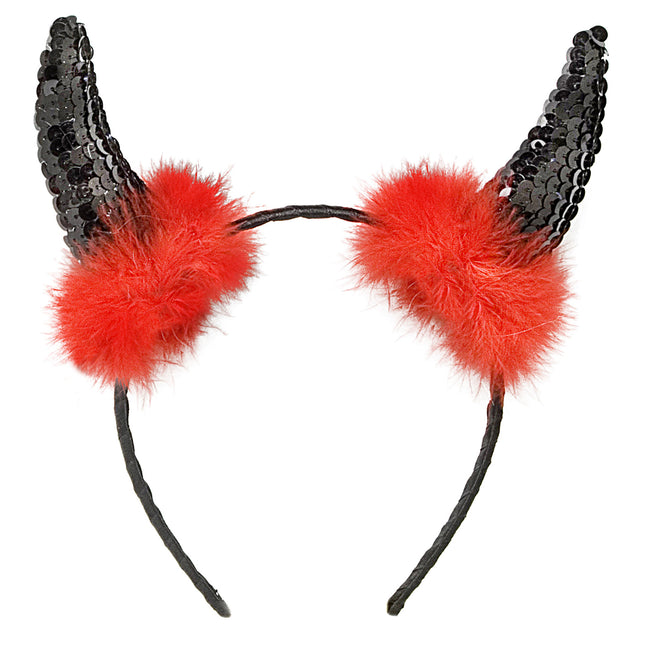 Halloween Haarband Rot Schwarz Teufel Hörner