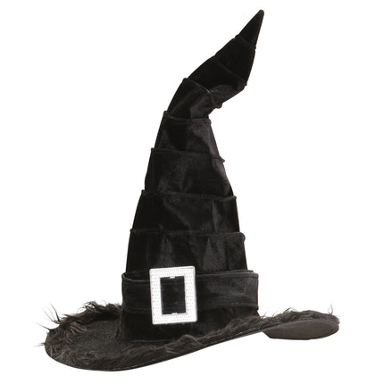Halloween Hexenhut Schwarz mit Schnalle