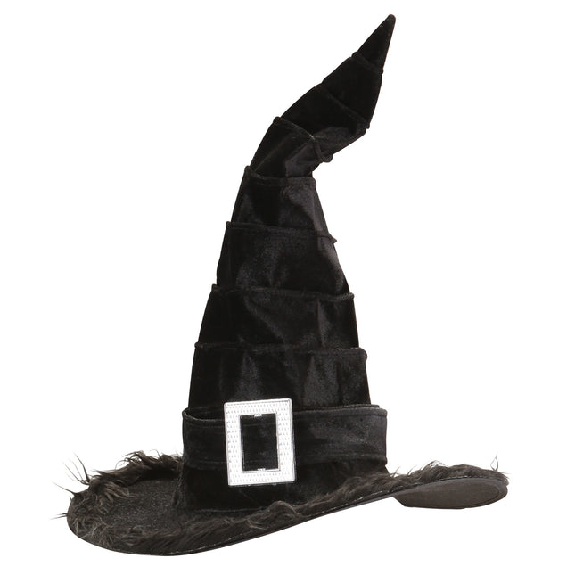 Halloween Hexenhut Schwarz mit Schnalle