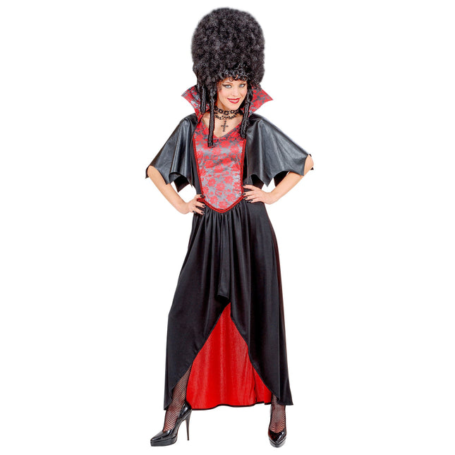 Halloween Kleid Schwarz Rot Damen Vampir 2 Stück