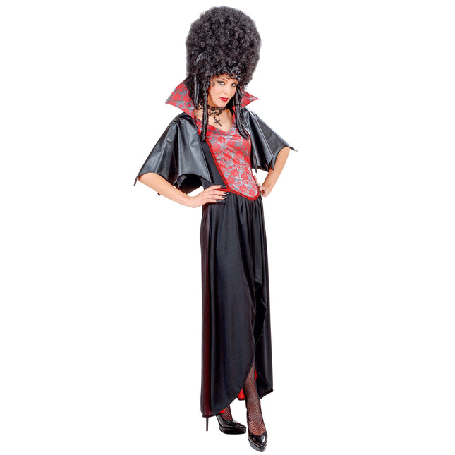 Halloween Kleid Schwarz Rot Damen Vampir 2 Stück