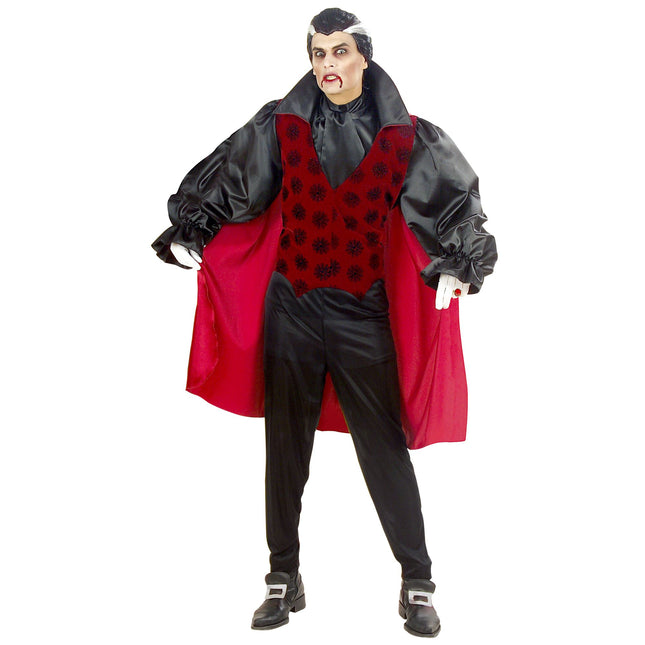 Halloween Kostüm Rot Schwarz Herren Vampir 4-teilig