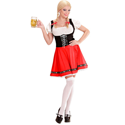 Rot Weiß Dirndl Kleid Oktoberfest Damen