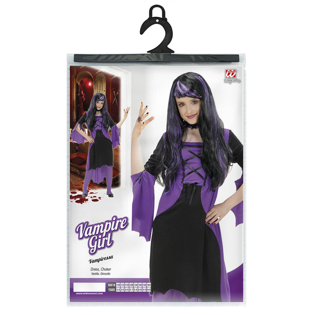 Halloween Kleid Schwarz Lila Mädchen Hexe