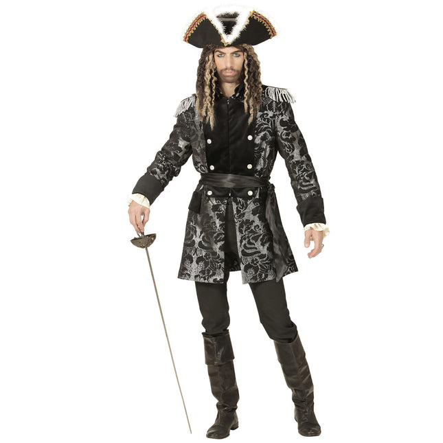 Piratenjacke Schwarz Silber Männer