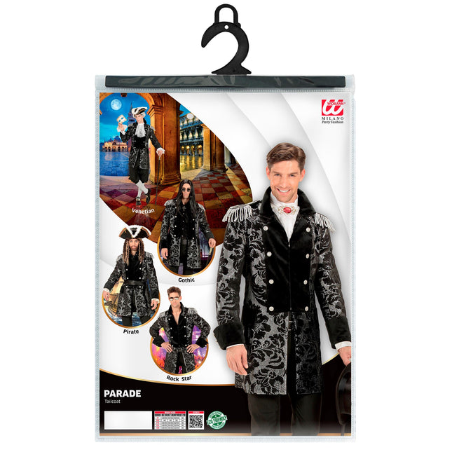 Piratenjacke Schwarz Silber Männer