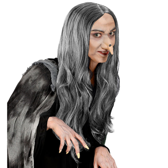 Halloween Perücke Graue Hexe