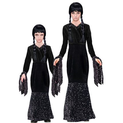 Halloween Kleid Schwarz Mädchen Lang