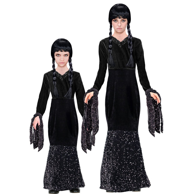 Halloween Kleid Schwarz Mädchen Lang