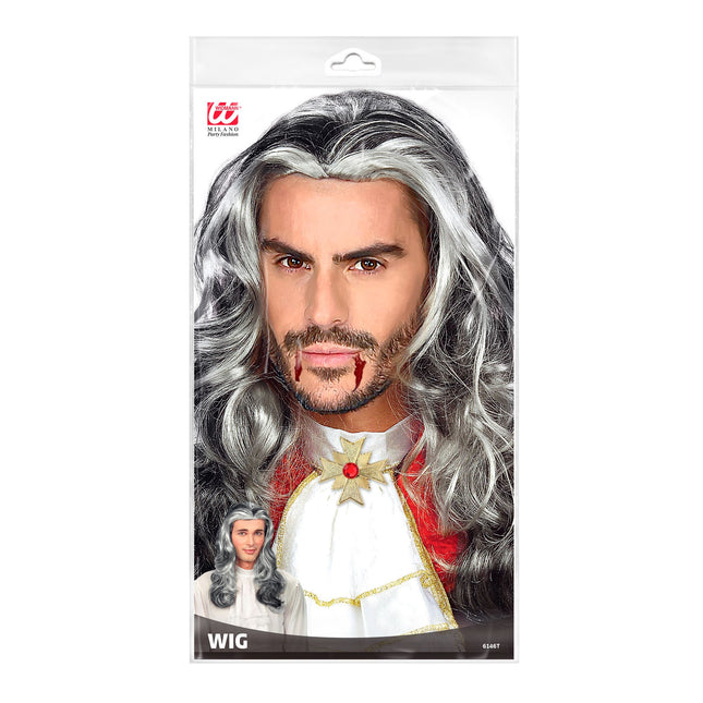 Halloween Perücke Grau Männer Vampir Lang