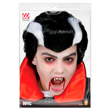 Halloween Perücke Schwarz Weiß Vampir