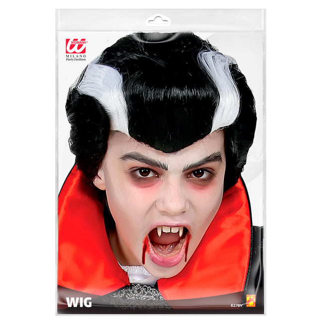 Halloween Perücke Schwarz Weiß Vampir