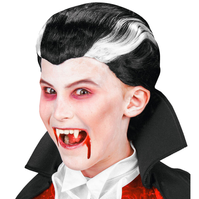 Halloween Perücke Schwarz Weiß Vampir