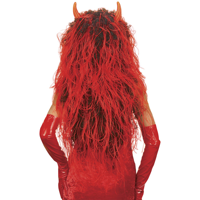 Halloween Perücke Rot Langes Haar Teufel