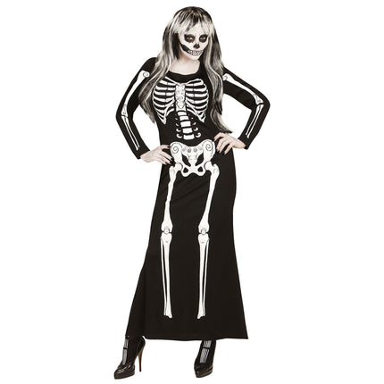Halloween Kostüm Weiß Schwarz Damen Skelett
