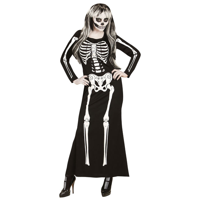 Halloween Kostüm Weiß Schwarz Damen Skelett