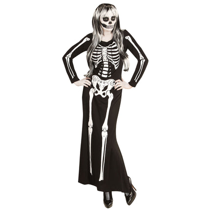 Halloween Kostüm Weiß Schwarz Damen Skelett