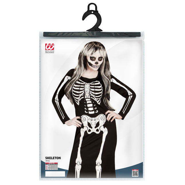 Halloween Kostüm Weiß Schwarz Damen Skelett