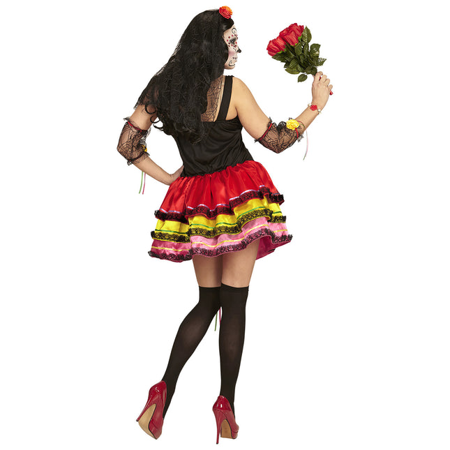 Dia De Los Muertos Kleid Bunt Damen Kurz