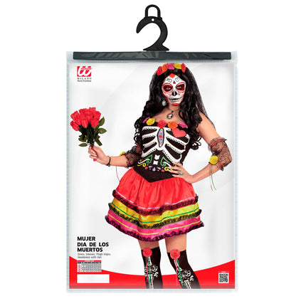 Dia De Los Muertos Kleid Bunt Damen Kurz