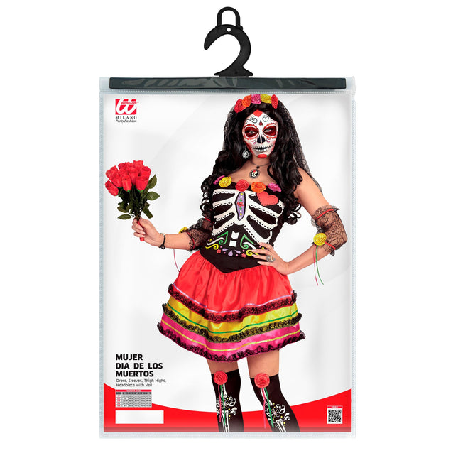 Dia De Los Muertos Kleid Bunt Damen Kurz