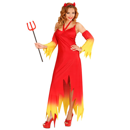 Halloween Kleid Rot Gelb Ladies Devil