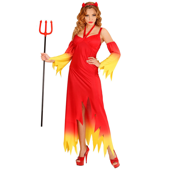 Halloween Kleid Rot Gelb Ladies Devil
