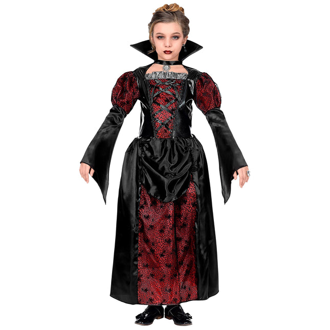 Halloween Kleid Schwarz Rot Mädchen Vampir