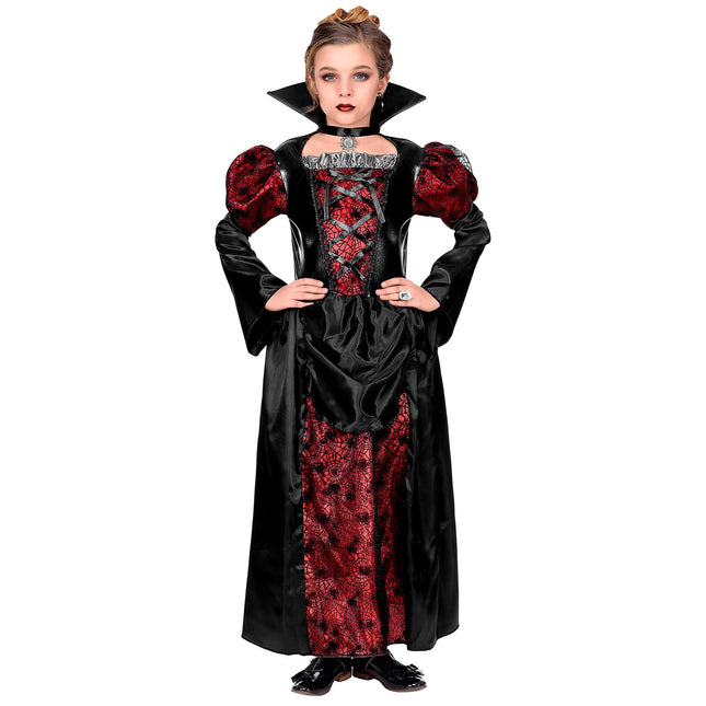 Halloween Kleid Schwarz Rot Mädchen Vampir