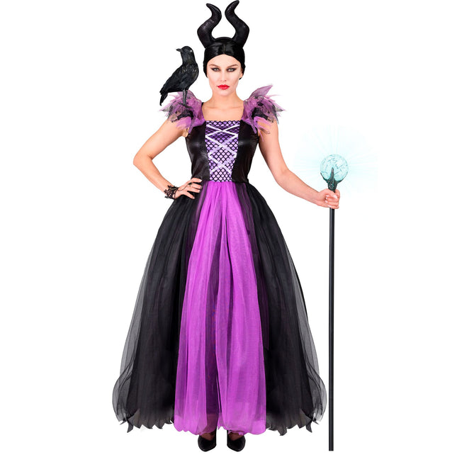 Halloween Kleid Schwarz Lila Malefizia