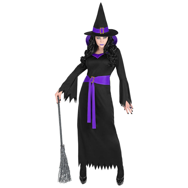 Halloween Kleid Schwarz Lila Damen Hexe
