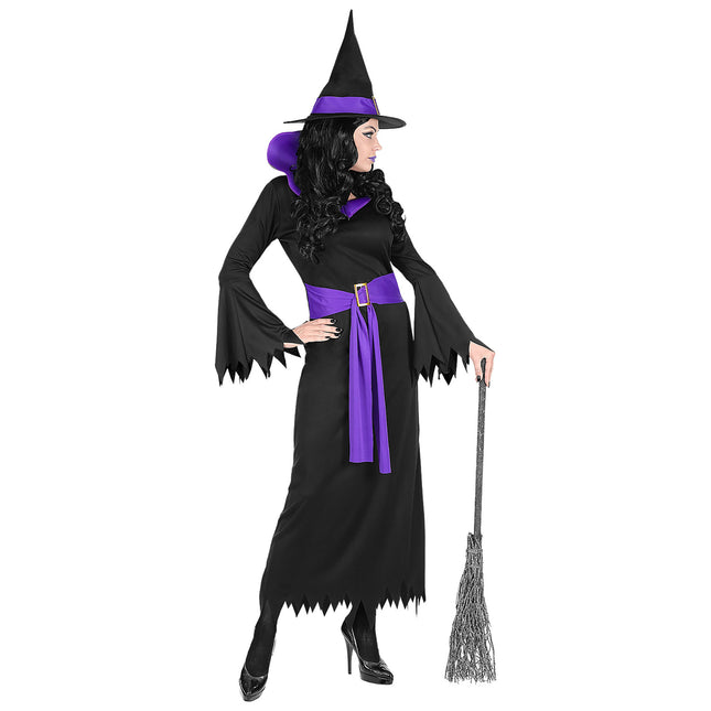 Halloween Kleid Schwarz Lila Damen Hexe
