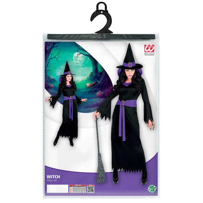 Halloween Kleid Schwarz Lila Damen Hexe