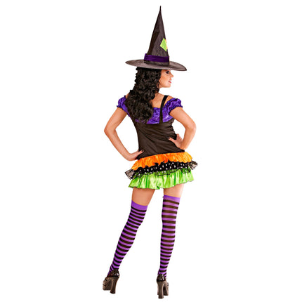 Halloween Kleid Bunt Damen Hexe Glamour