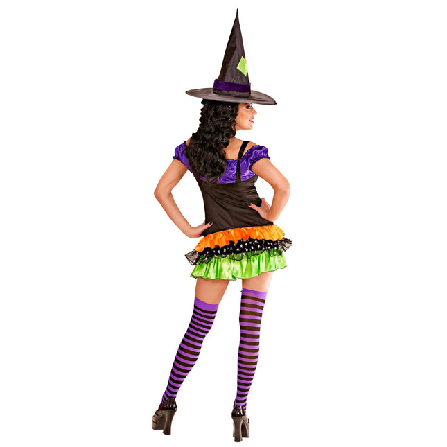 Halloween Kleid Bunt Damen Hexe Glamour