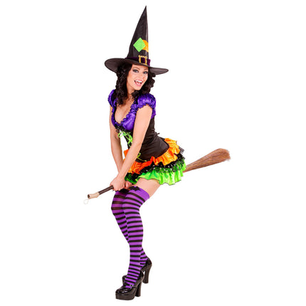 Halloween Kleid Bunt Damen Hexe Glamour