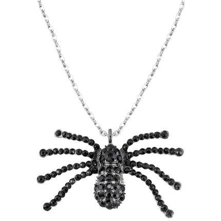Halloween Halskette Schwarze Spinne mit Diamanten