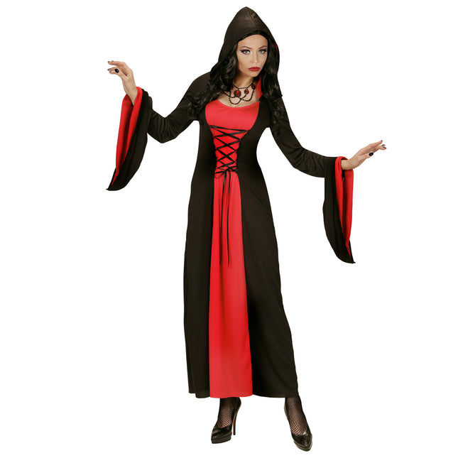 Halloween Kleid Rot Schwarz Damen Gothic