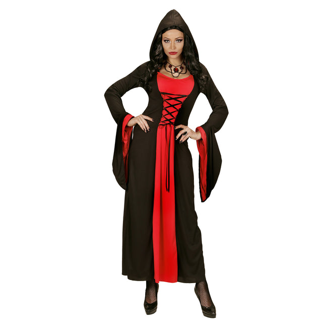 Halloween Kleid Rot Schwarz Damen Gothic
