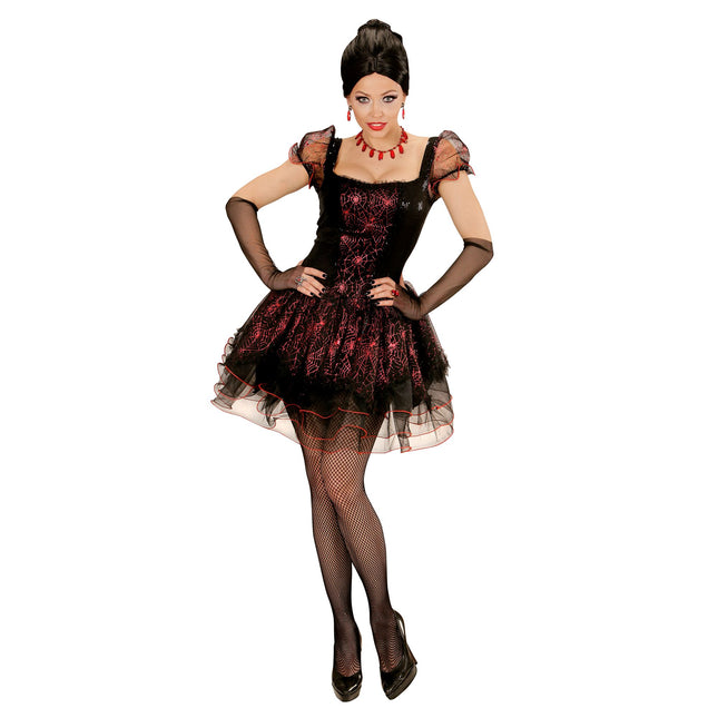 Halloween Kleid Schwarz Rot Damen Vampir