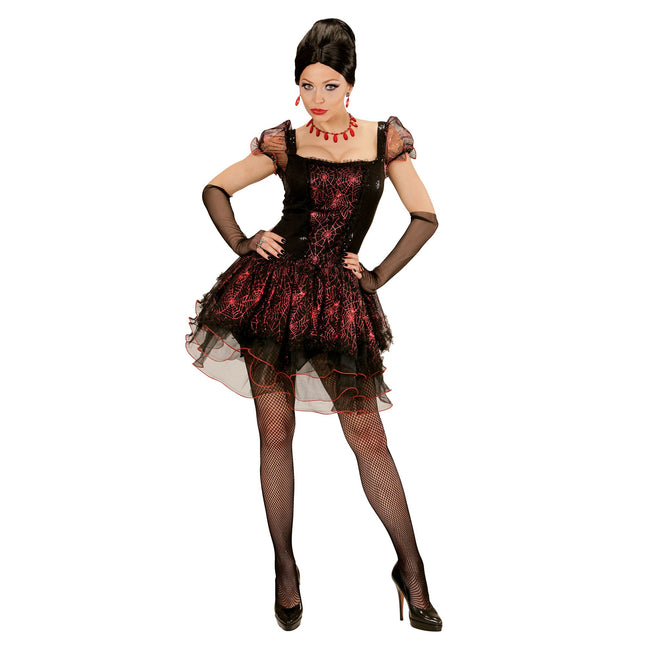 Halloween Kleid Schwarz Rot Damen Vampir