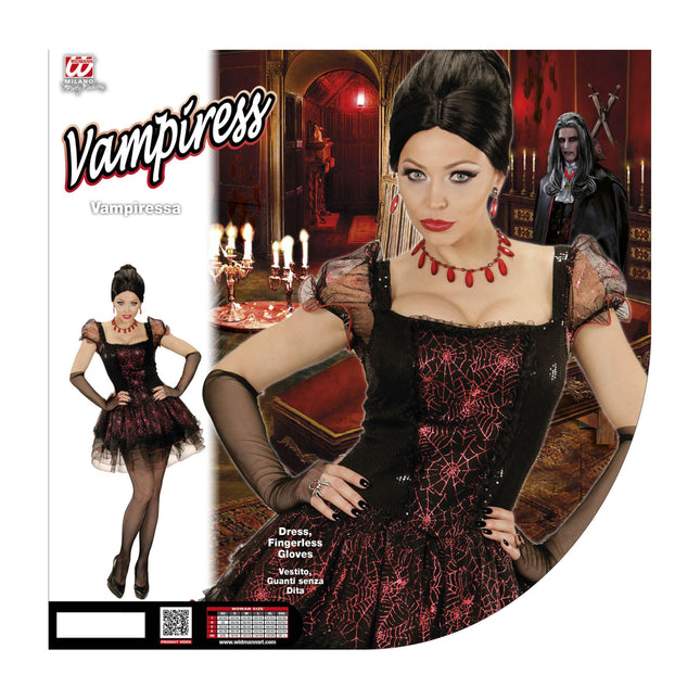 Halloween Kleid Schwarz Rot Damen Vampir